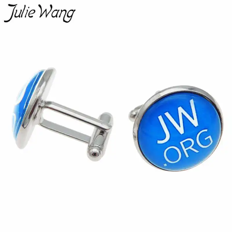 Julie Wang JW ORG запонки из голубого стекла, для людей, запонки для мужчин, запонки для рубашки рукав ногтей, деловой подарок