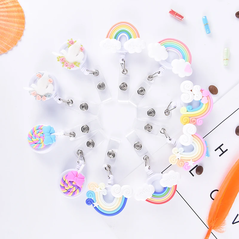 

Lollipop Rainbow Retractable Reel Badge Key Tag Clip ID Card Tags Belt Clips 1Pc