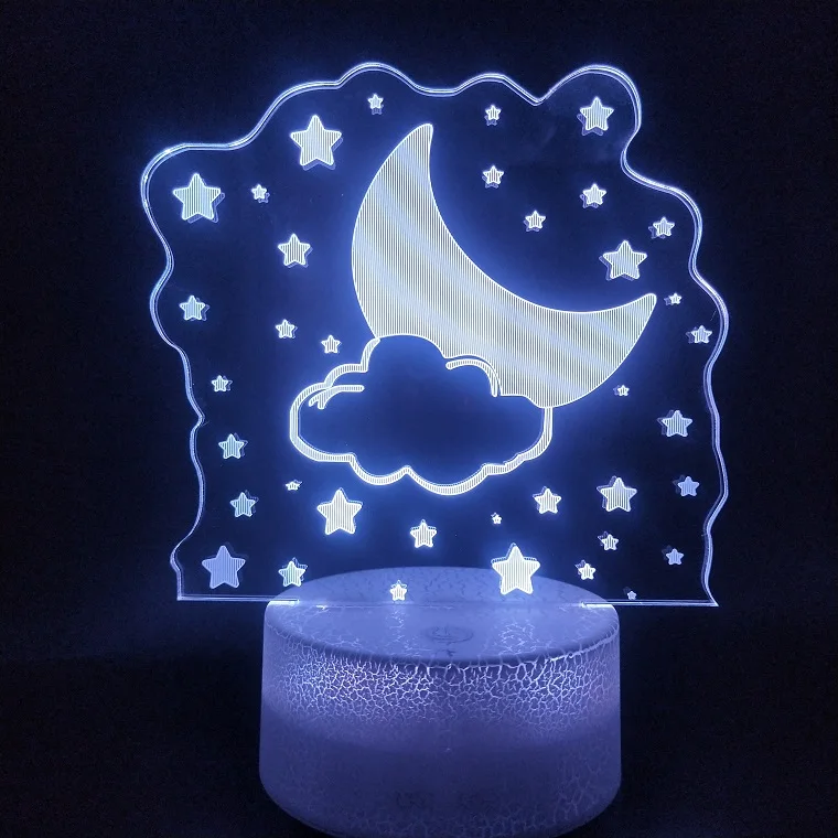 3D лампа лучшие продажи звезды и луна Потрясающий подарок для детей Цвет