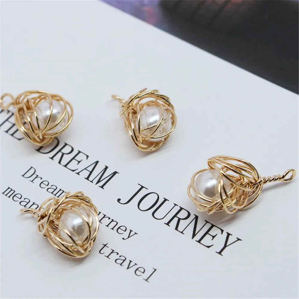 

Real 14K Gold Plated Thread wrapped imitation pearl pendant handmade DIY homemade necklace pendant jewelry accessories