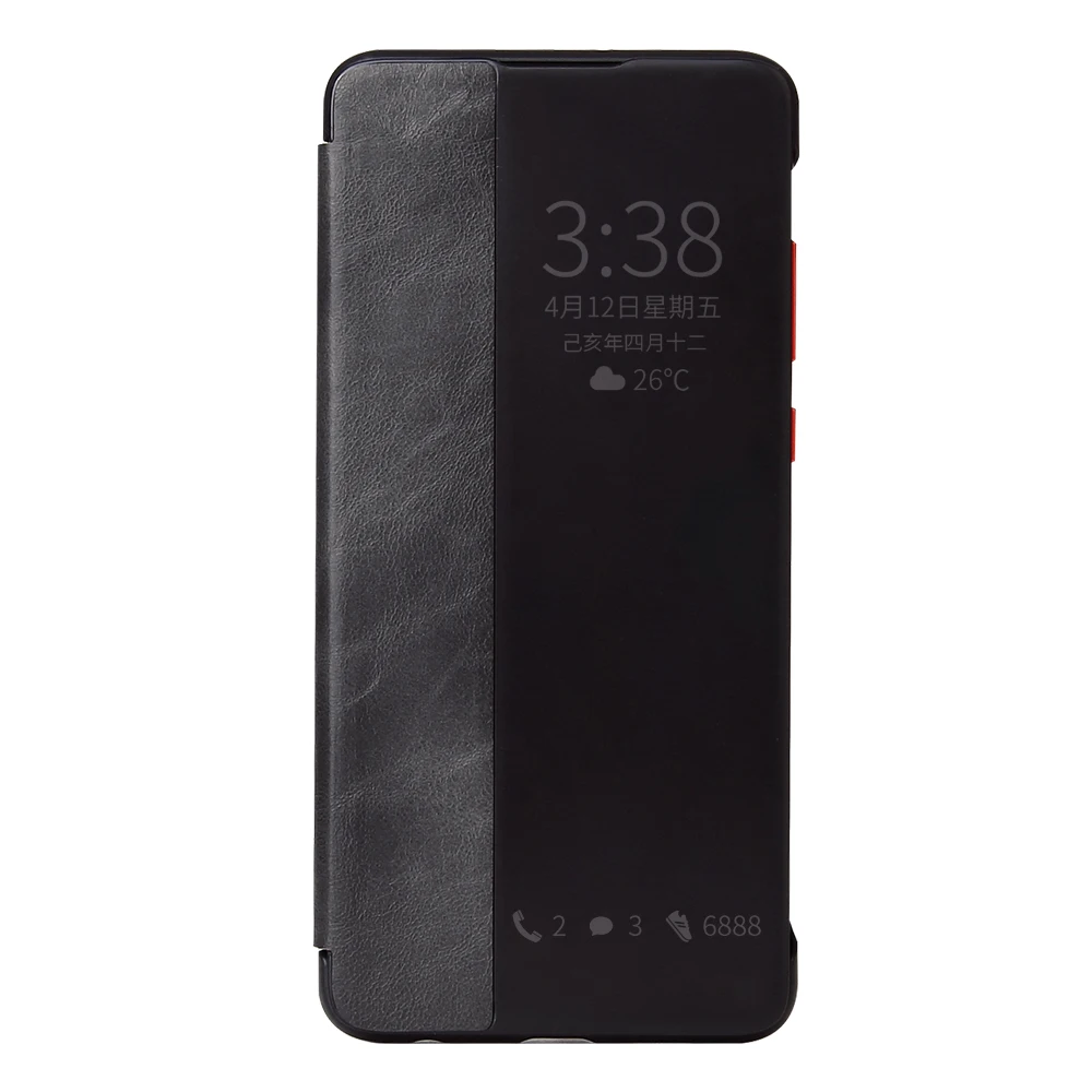 Деловой умный чехол из искусственной кожи с боковым окном для huawei mate 10 Por P20 Pro P30 Pro Smart Auto Sleep Touch View - Цвет: Black