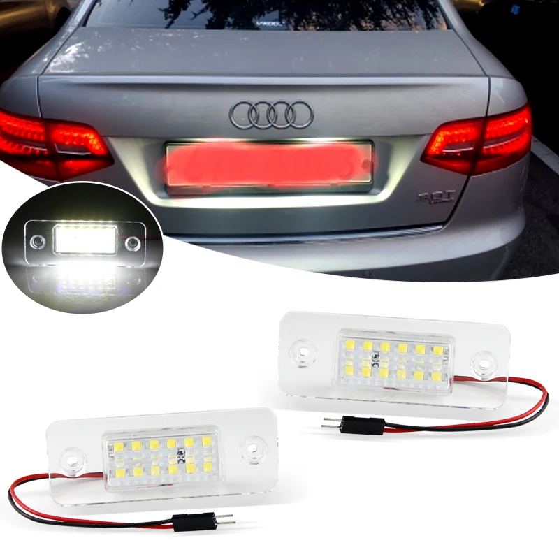 

2 шт. автомобиль без ошибок для Audi A8 D3 2002-2010, задняя белая светодиодная лампа номерного знака автомобиля, номерная лампа