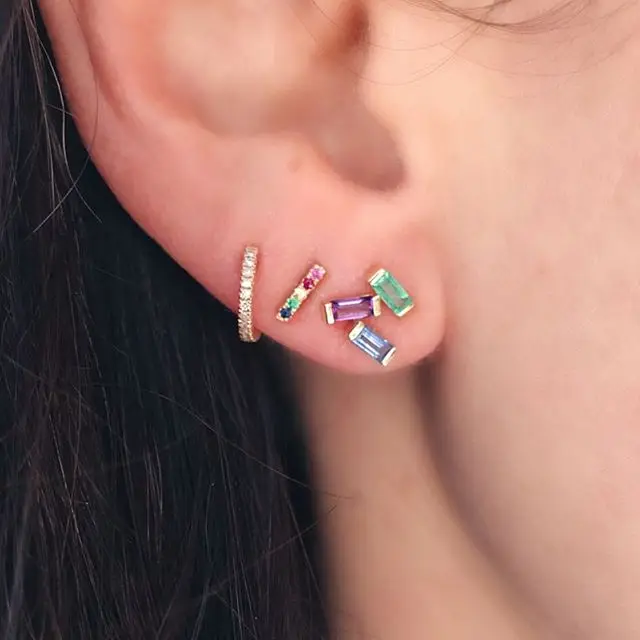 Минималистичные короткие геометрические серьги гвоздики из 100% настоящего