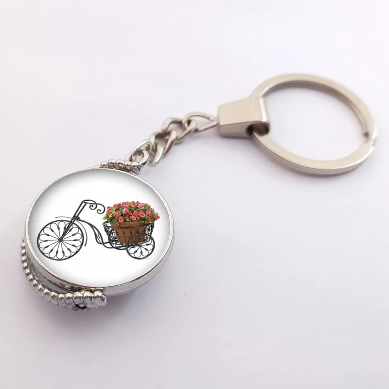 Винтажный велосипедный брелок для ключей с изображением корзины велосипедов и