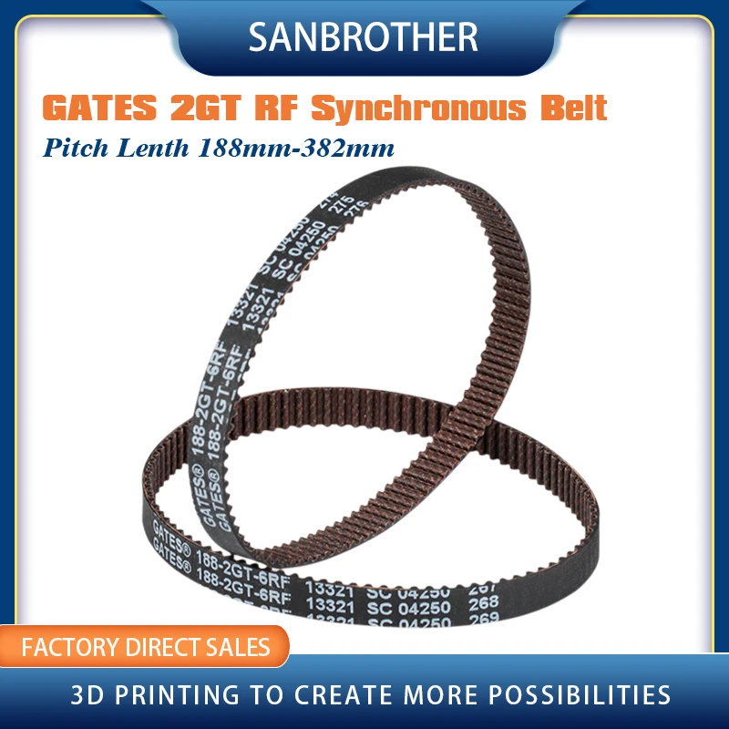 

Gates 2M 2MGT 2GT RF Timing Synchronous Belt Pitch Length 188/200/202/204/220/250/286/302/382mm Width 6mm GT2 GATES Closed-Loop