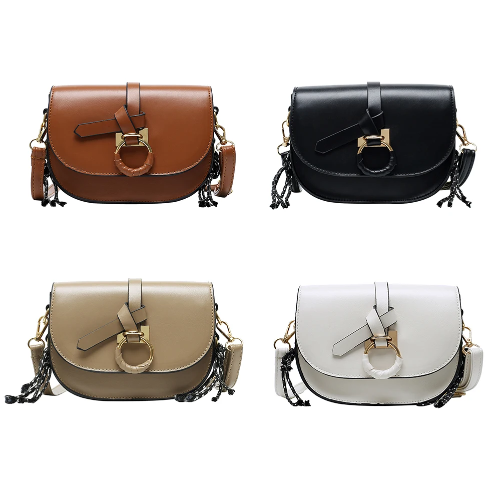 

Vintage Women PU Leather Messenger Saddle Bag Female Solid Color Travel Small Shoulder Crossbody Handbags