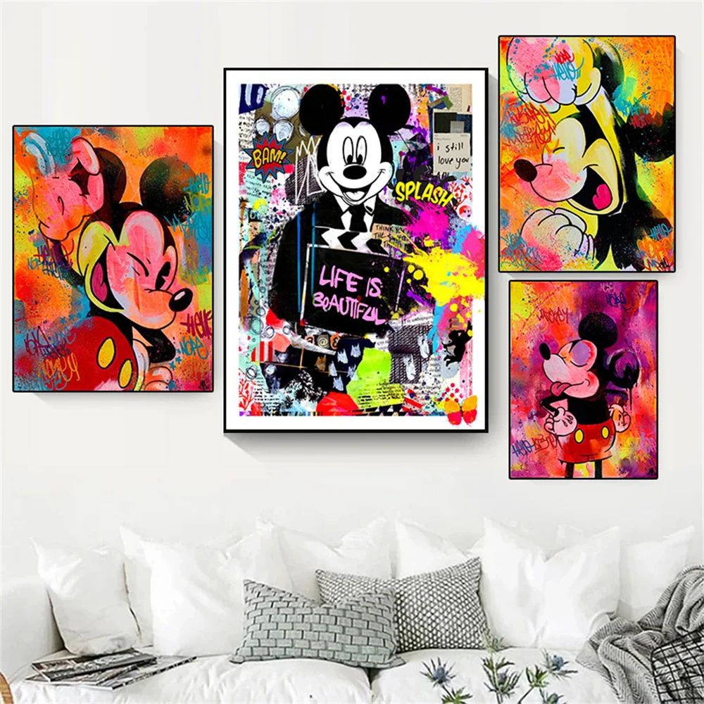 

DIY 5D Diamond Painting Graffiti Art Disney Mickey Mouse and Donald Duck Mosaic Cross Stitch Kits Diamond Embroidery Home Decor