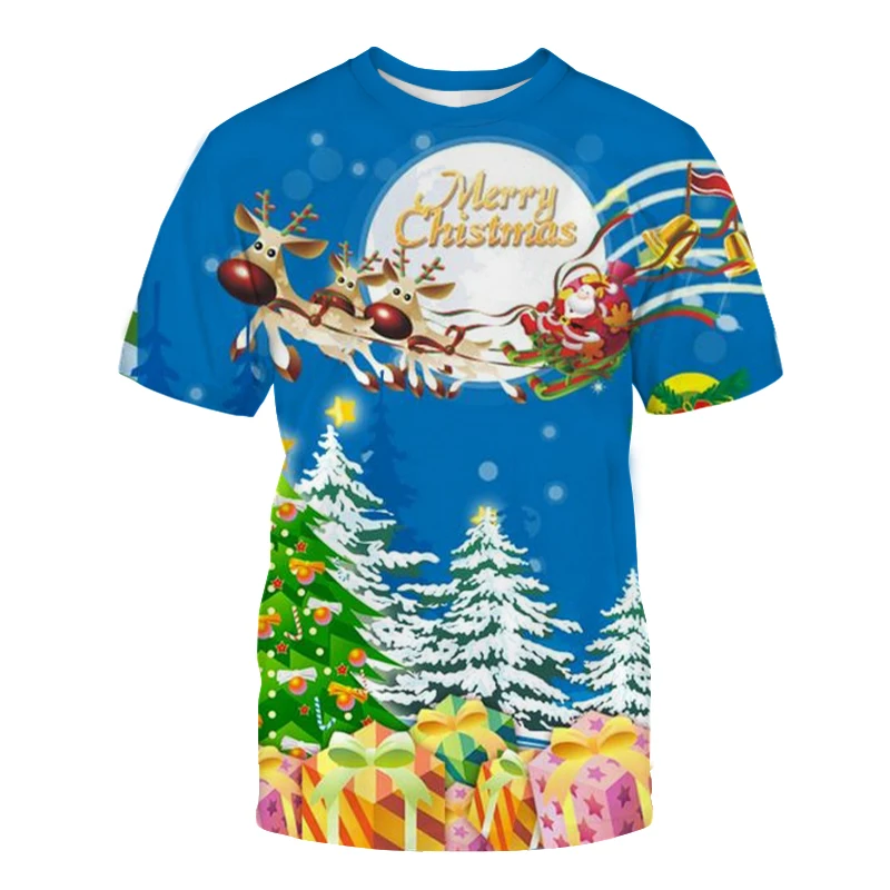 3d футболка с Санта Клаусом, женские и мужские повседневные топы с коротким рукавом, забавная уличная одежда, Рождественская футболка унисек...