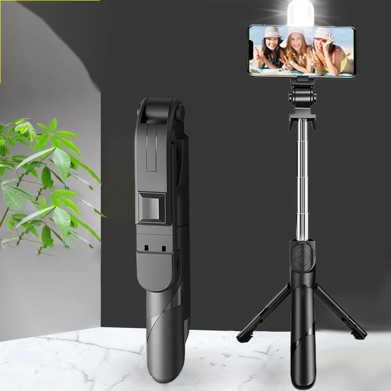 

2021 NEW Bluetooth Wireless Selfie Stick Mini Tripod Extendable Monopod with fill light Remote shutter For ios Android phone