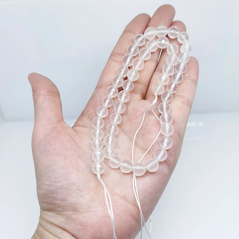 

6-10mm Natural Gemstone Round Cutting White Quartzite Bracelet Necklace Earrings Jewelry Making DIY Energy Crystal Healthy Yoga