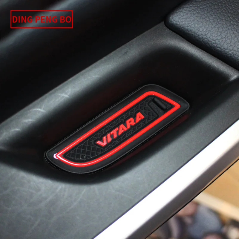 

For Suzuki Vitara 2016 2018 Anti-Slip Gate Slot Cup Mat Door Groove Non-slip Pad Interior Car-styling Accessories Coaster Mats