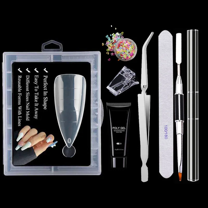 

120Pcs Dual Form Quick Extension Mold Poly Nail Gel Polish With Clip Dual-Ended Brush Manicure Tool
