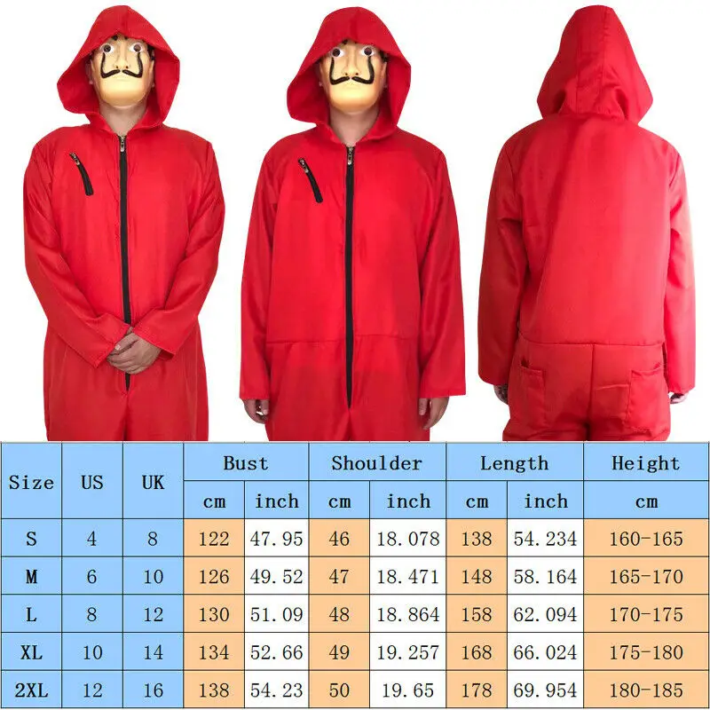 Salvador Dali La Movie Costume Money Heist Jumpsuit Mask Cosplay Outfits House of Paper Role Playing Party Adult |