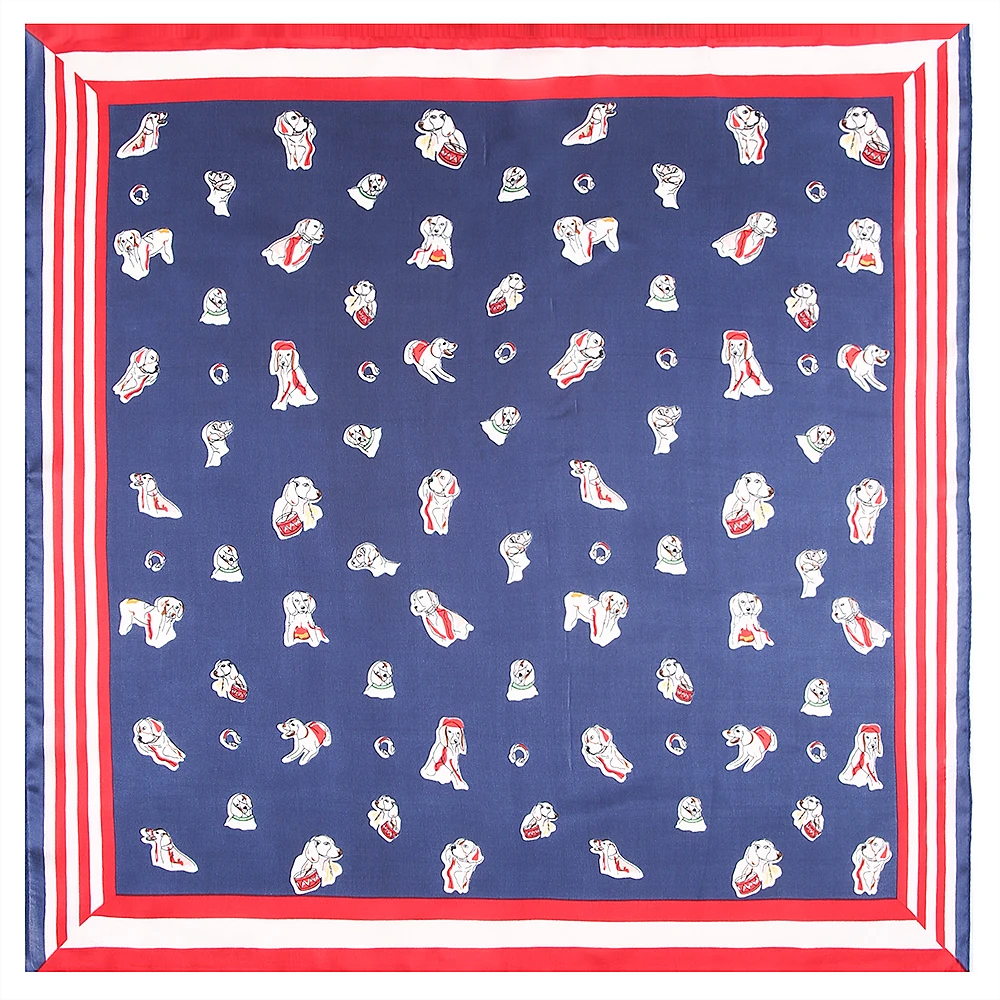 

Cartoon puppy avatar Fashion Square Scarf Brand Bandanna Silk Scarf Women Head Band Print Scarf Professional Neckerchief 2021
