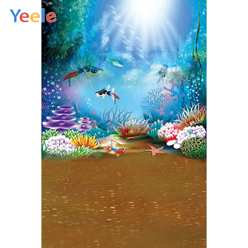 Yeele Виниловый фон для фотосъемки с изображением рыб и морского дна воды травы