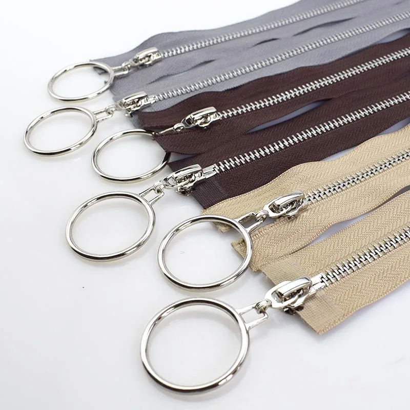 Серебряное уплотнительное кольцо открытые металлические молнии Fermeture Zip A Coudre Эко