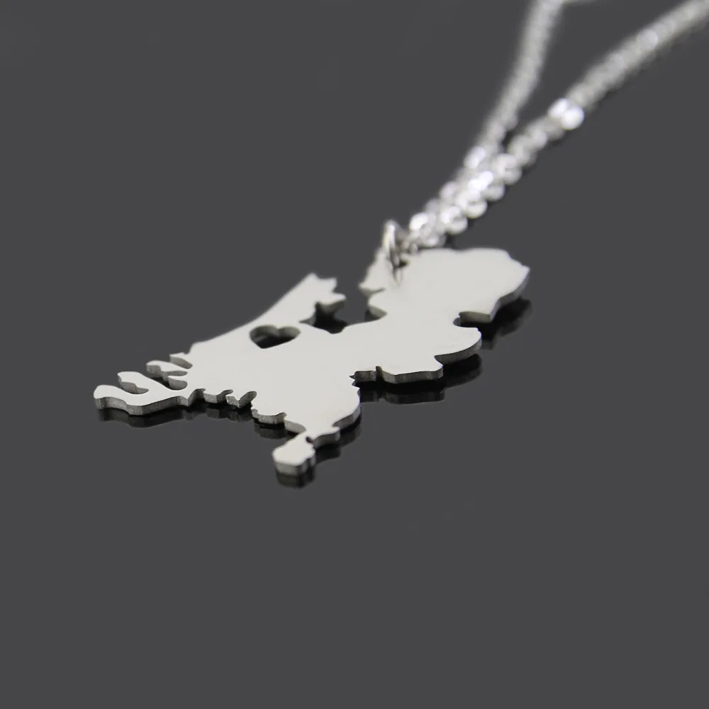 Новое ожерелье из нержавеющей стали Нидерландов с картой для женщин серебряный