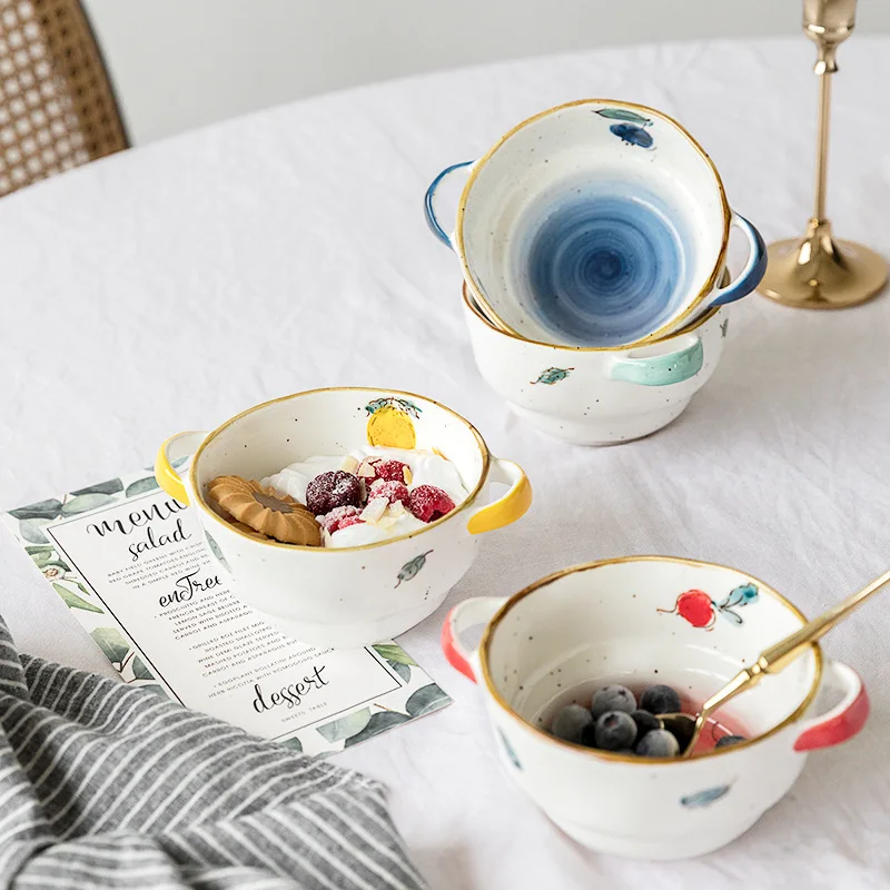 Японский бинауральные Керамика чаша ретро-емкость с ручкой 6-дюймовый бытовой