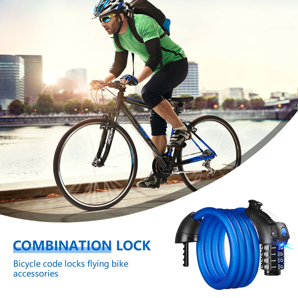 

Bike Lock 4 Digit Code Combination Bicycle Security Lock Cable LED Spiral Cycling Lock Outdoor Riding Equipment