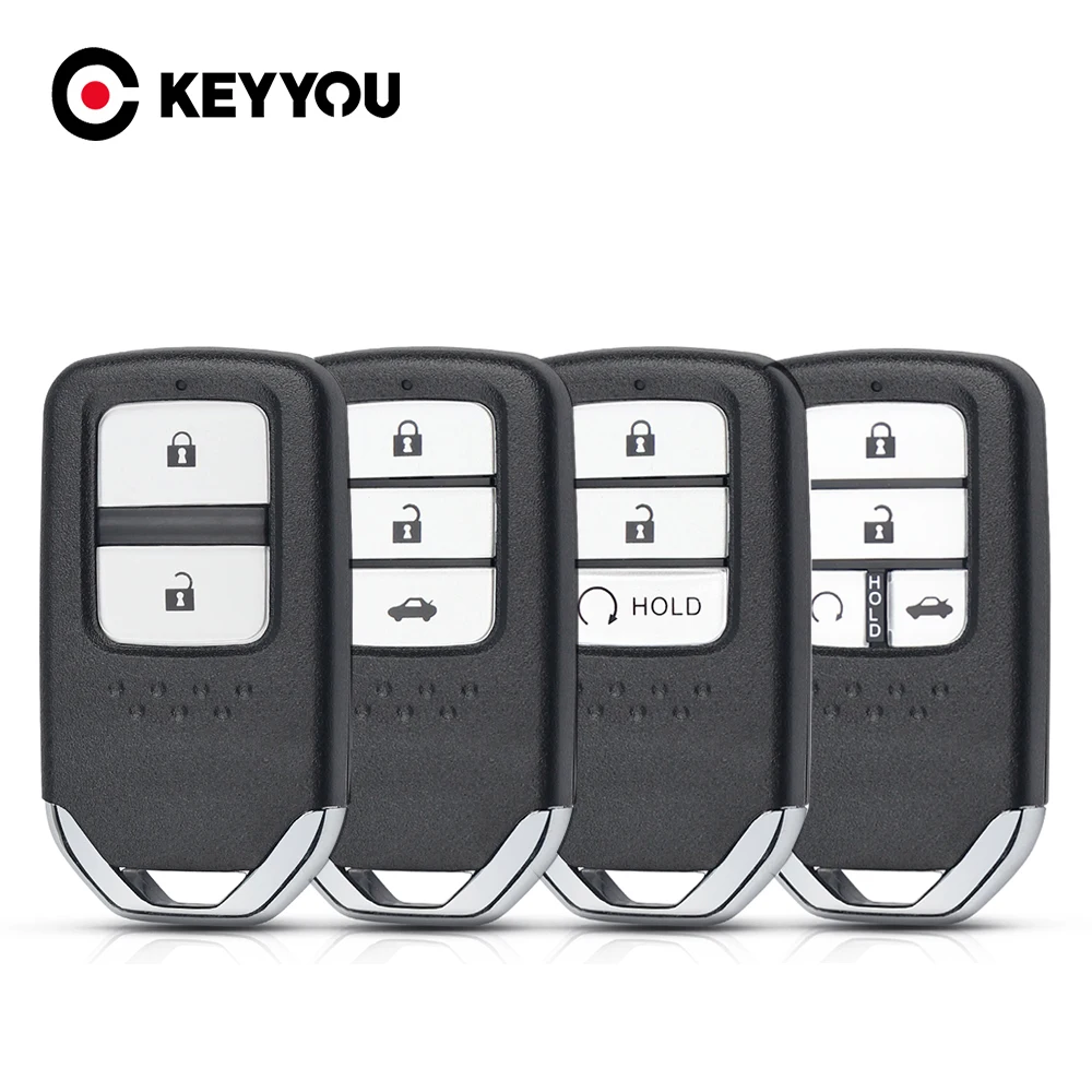

KEYYOU Replacement For Honda Fit Odessey City Jazz XRV Venzel HRV CRV Accord 2/3/4 Buttons Smart Key Shell Insert Case Blade