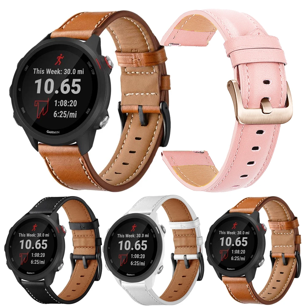 Ремешок из натуральной кожи для смарт-часов Garmin Vivoactive 3 4 4S Vila 2 2S Vivomove HR Forerunner 645 245 м