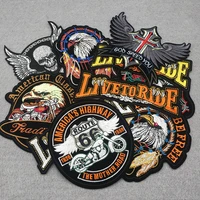 live to ride punk eagle embroidered patches on clothes iron on patches for clothing jacket badge diy biker appliques stirpes