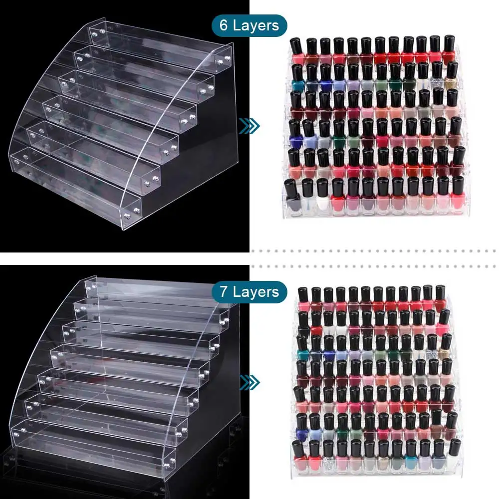 1 To 7 Tier Nail Polish Rack Tabletop Acrylic Display Stand Clear Lipstick Holder Essential Oils Shelf Manicure Storage Organize | Красота и