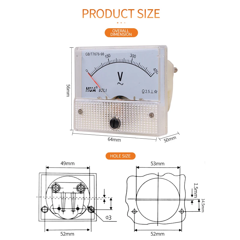 85L1 AC Аналоговый вольтметр аналоговый измеритель напряжения прямые продажи с