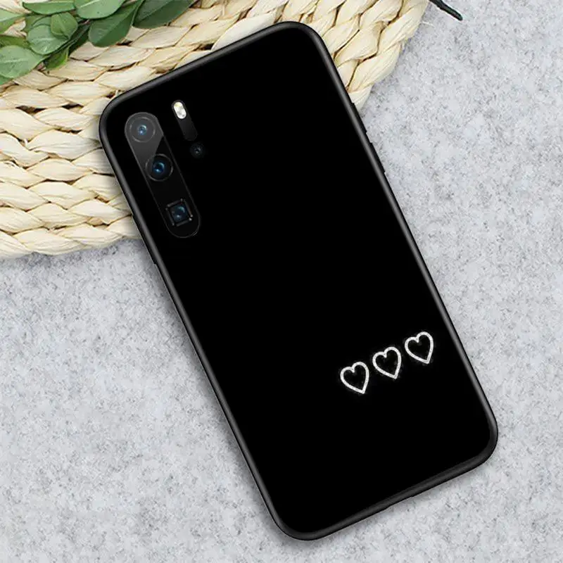 

Simple Lines Love Heart black and white Phone Case For Huawei honor Mate P 10 20 30 40 i 9 8 pro x Lite smart 2019 nova 5t