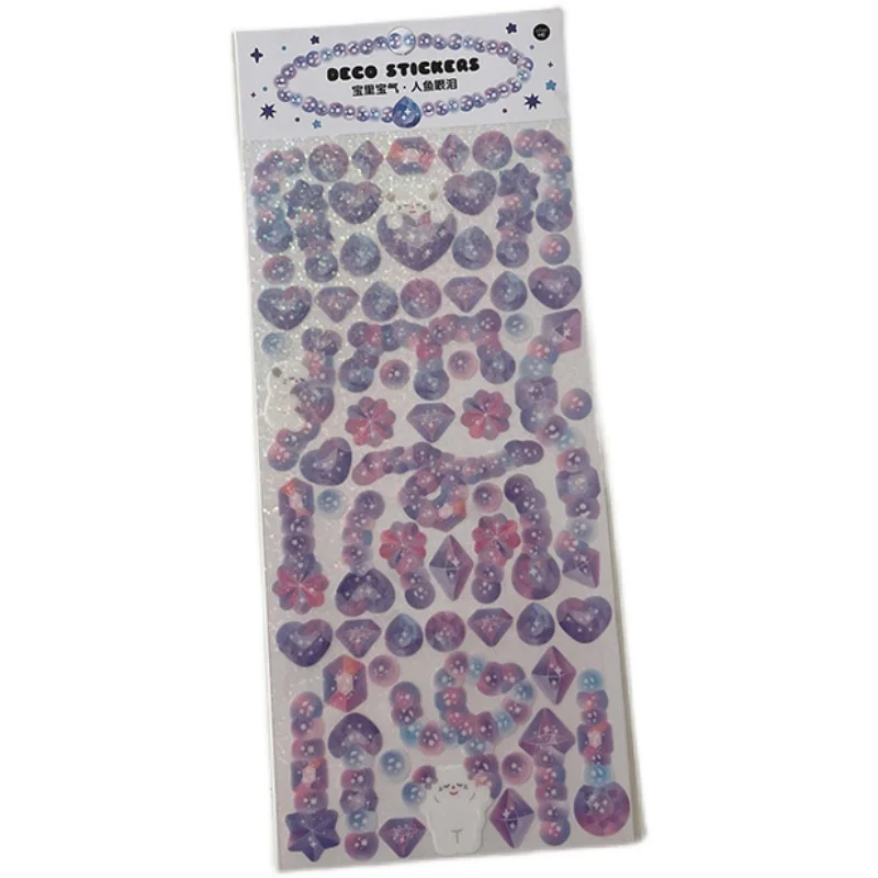 

1Pc Ins Pearl Chain Diamond Laser PET Sticker Stationery Children Hot Suitcase DIY Creativity Decorative Material Sticker