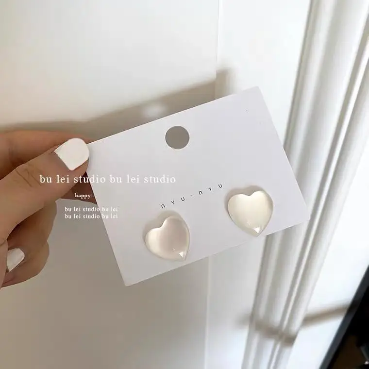 

2021 модные милые серьги-гвоздики в форме сердца, кошачий глаз, серьги для женщин, романтичный стиль, ювелирные изделия