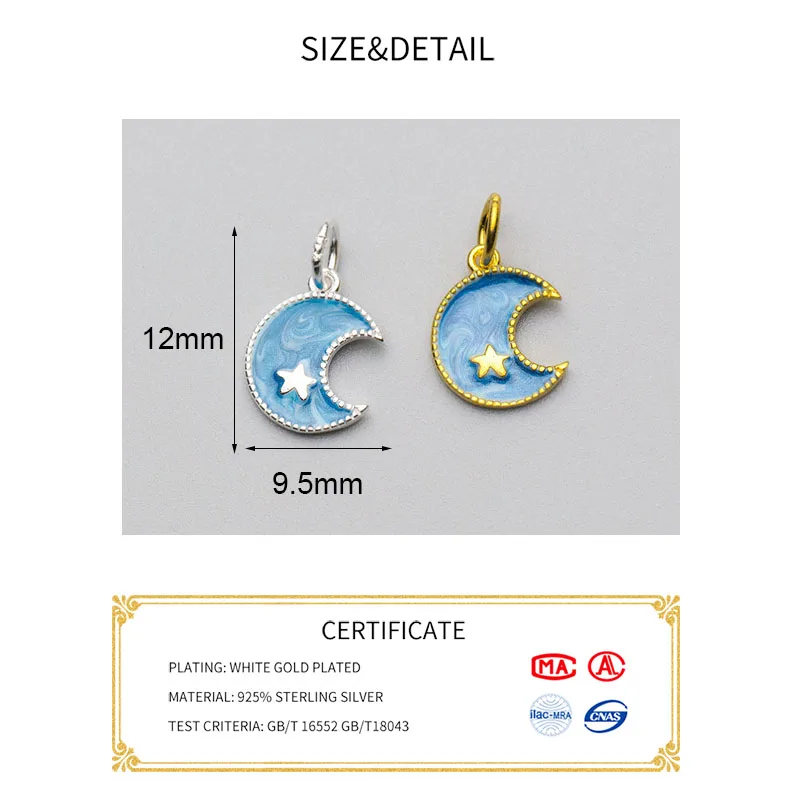 MEETSOFT офисное серебро 925 пробы голубая луна и звезды шикарные амулеты сделай сам