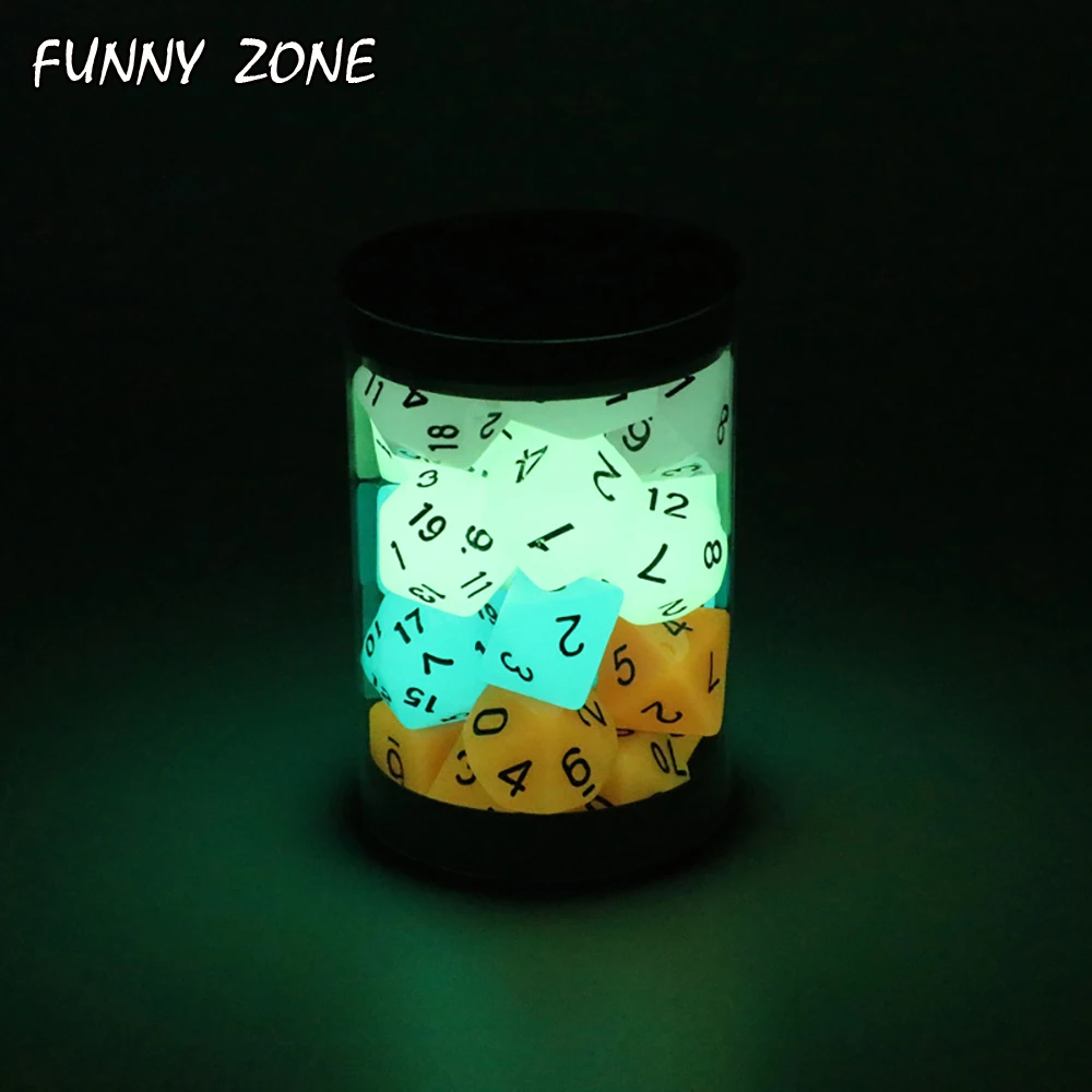 Светится в темноте Набор кубиков 28 предметов многогранные для ролевых игр