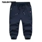 Летние мужские капри, свободные мужские повседневные укороченные брюки из чистого хлопка, Мужская одежда, шорты для бега, спортивные штаны 5XL AF1806