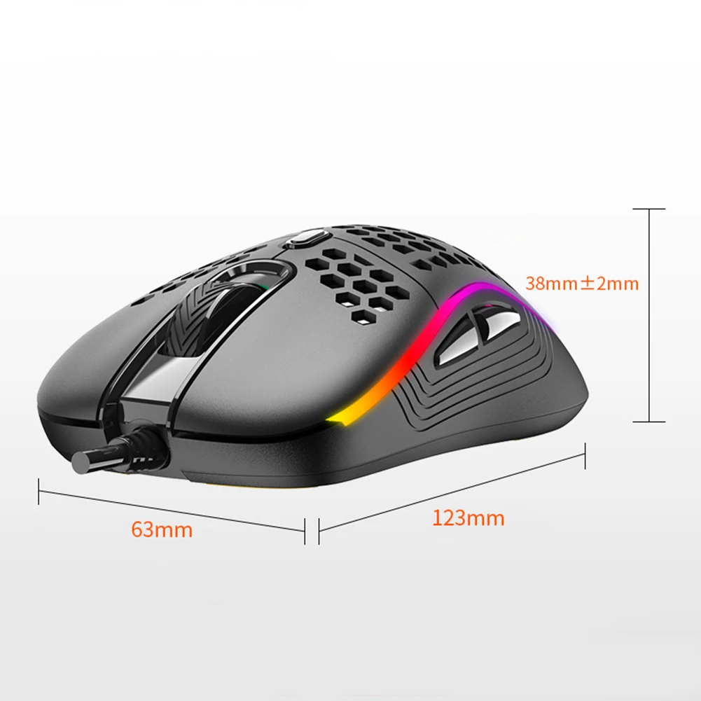 

USB Wired Honeycomb 7 Buttons LED Backlight 6 Levels 7200 DPI Adjustable Mouse Household Computer Accessories
