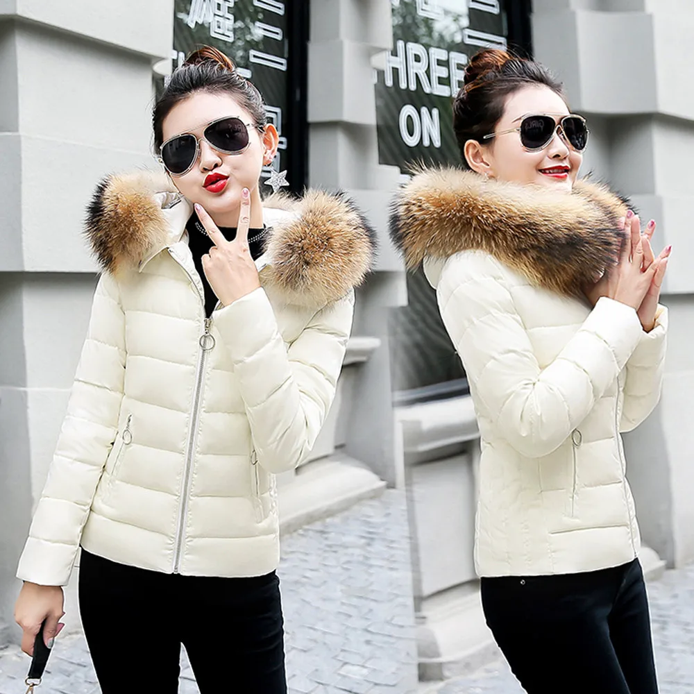 Модная зимняя куртка женская толстая пуховая парка с большим меховым поясом и