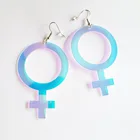 Акриловые серьги для мужчин и женщин, лазерный символ, меняющий цвет, перфорированные длинные большие серьги с кисточками, простая уникальная бижутерия