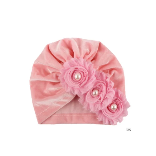 

Newborn Baby Girl Turban Hat Flower Knot Velvet Beanie Hat Toddler Kids Wild Cap