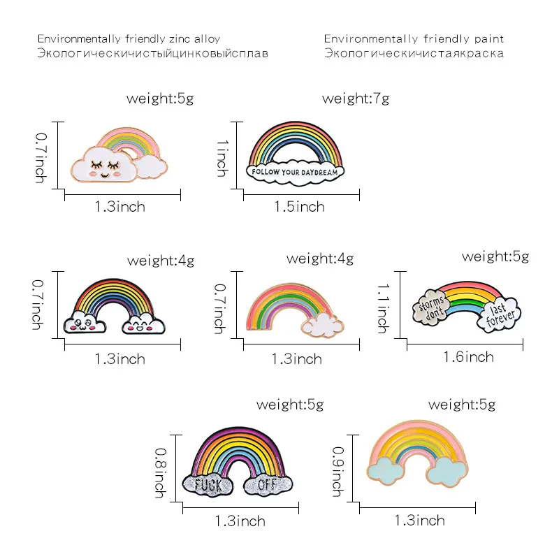 

11 Styles Rainbow Clouds Bag Clothes Lapel Pins Cartoon Cute Cloud Sun Moon Good Mood Cute Badges Jewelry For Friends