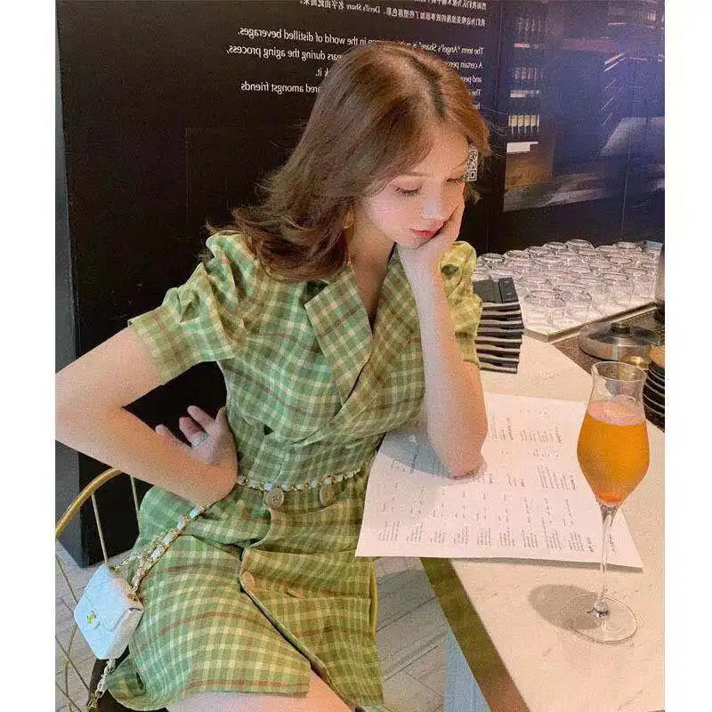 2019 новый французский женские ботильоны в ретро стиле клетчатый костюм для