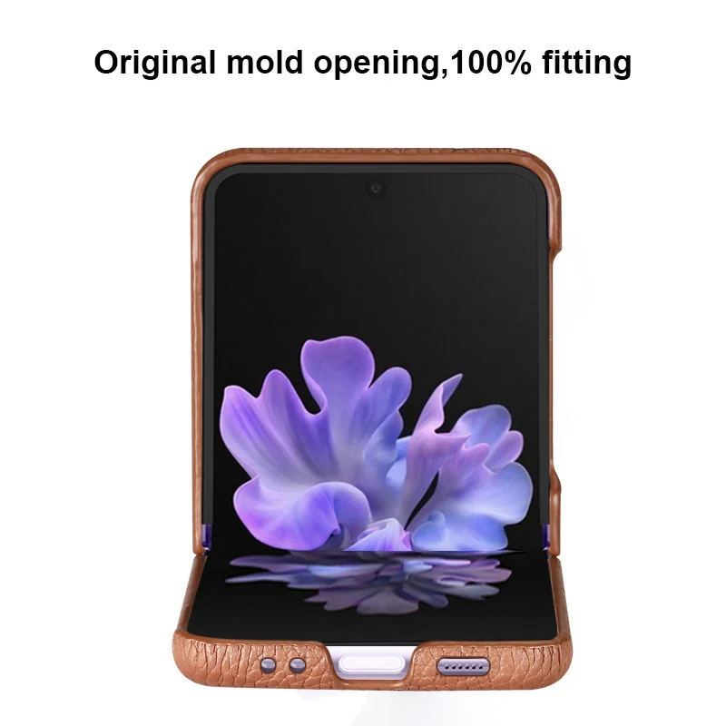 LANGSIDI Luxury Genuine Leather phone cases For Samsung Z flip 3 4 5G Funda Protective Shockproof cover For galaxy z flip 4 case