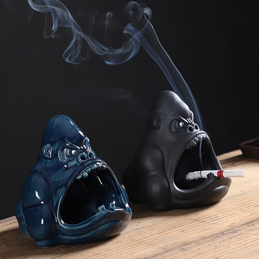 

Creative Cartoon Animal Ceramic Ashtray Orangutan Large Capacity Anti Fly Ash Car Ashtray Living Room Office Decoration Gift