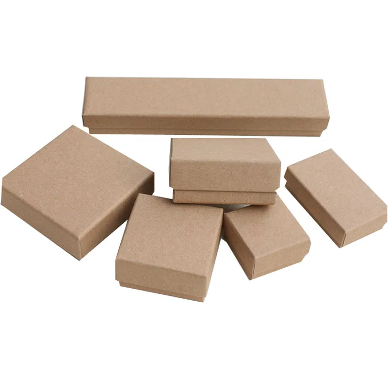 Free Shipping Wholesale Brown Kraft Paper 5*5*3cm Box Jewelry Ring Earring Packaging Boxes Jewellery 100pcs Ring Packing Box