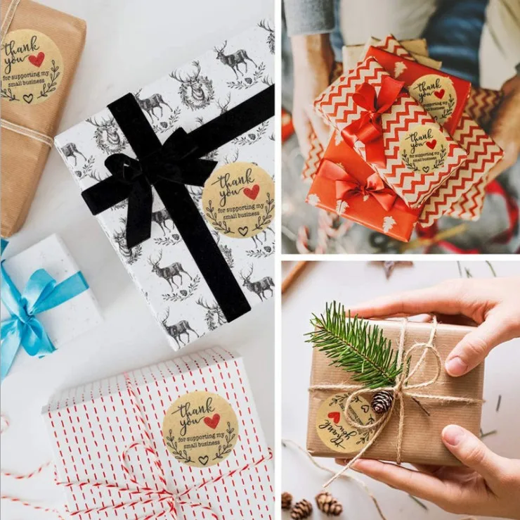 500 шт. наклейки для выпечки круглые натуральные крафт ручной работы с любовным