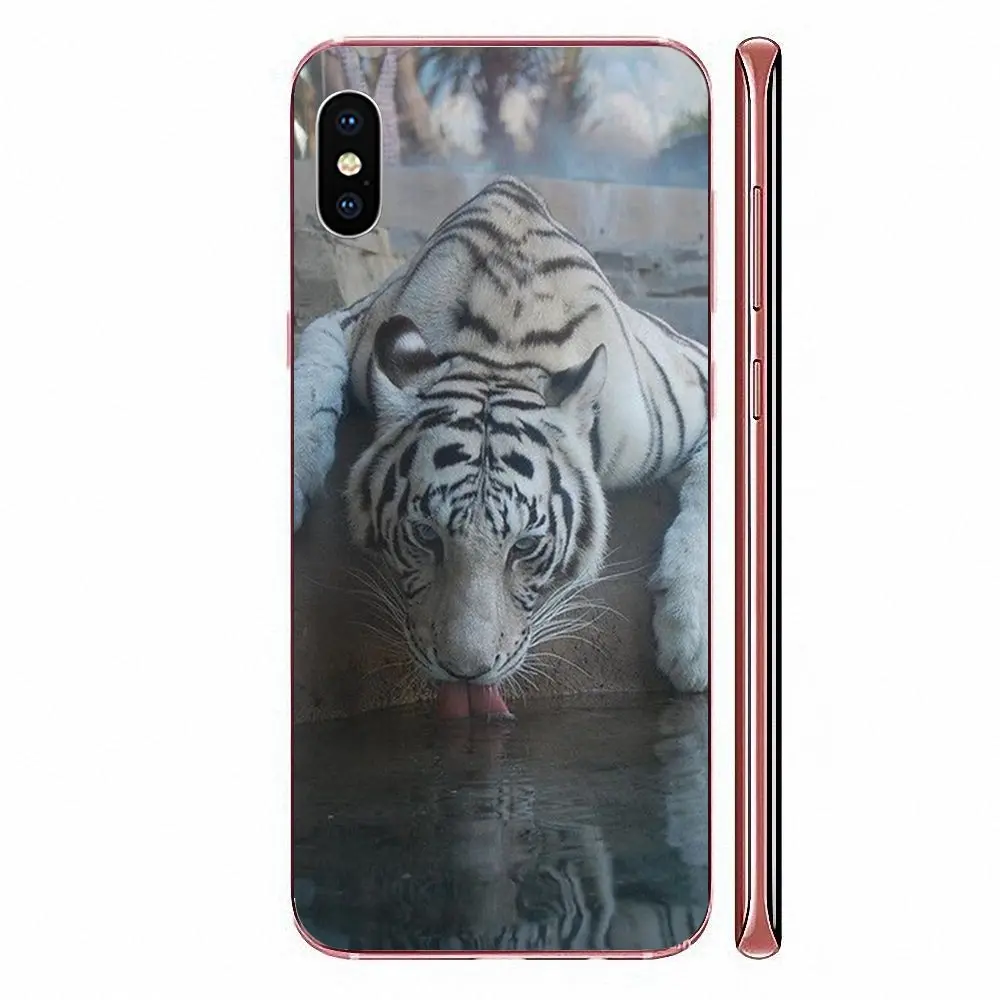 Подарок искусство белый мех с голубыми глазами Тигр для HTC Desire 530 626 628 630 816 820 830 One A9
