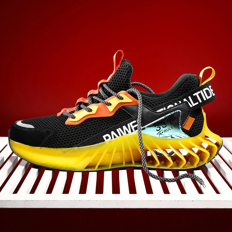 

Waterproof Men's Running Shoes Leather Sneakers Unique Blade Sole High-quality Keep Warm Cushioning Athletic Jogging Sport Shoes