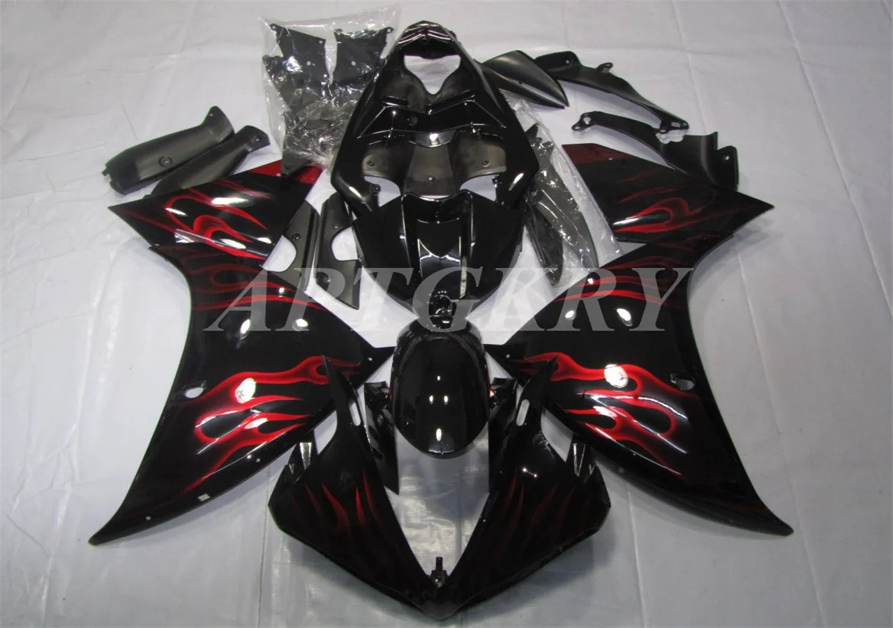 

New ABS Plastic Shell Motorcycle Fairing kit Fit For YAMAHA YZF R1 2013 2014 YZF-R1 YZF 1000R Bodywork set Custom Red Flame