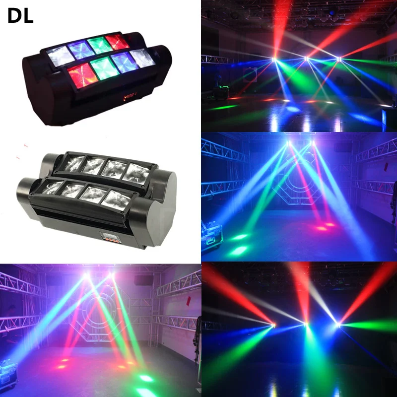 

Super 8*10W RGBW MINI LED Spider Beam Moving Head Stage Lighting Bar Disco DJ Club For Christmas Home Lights Wedding Party Show
