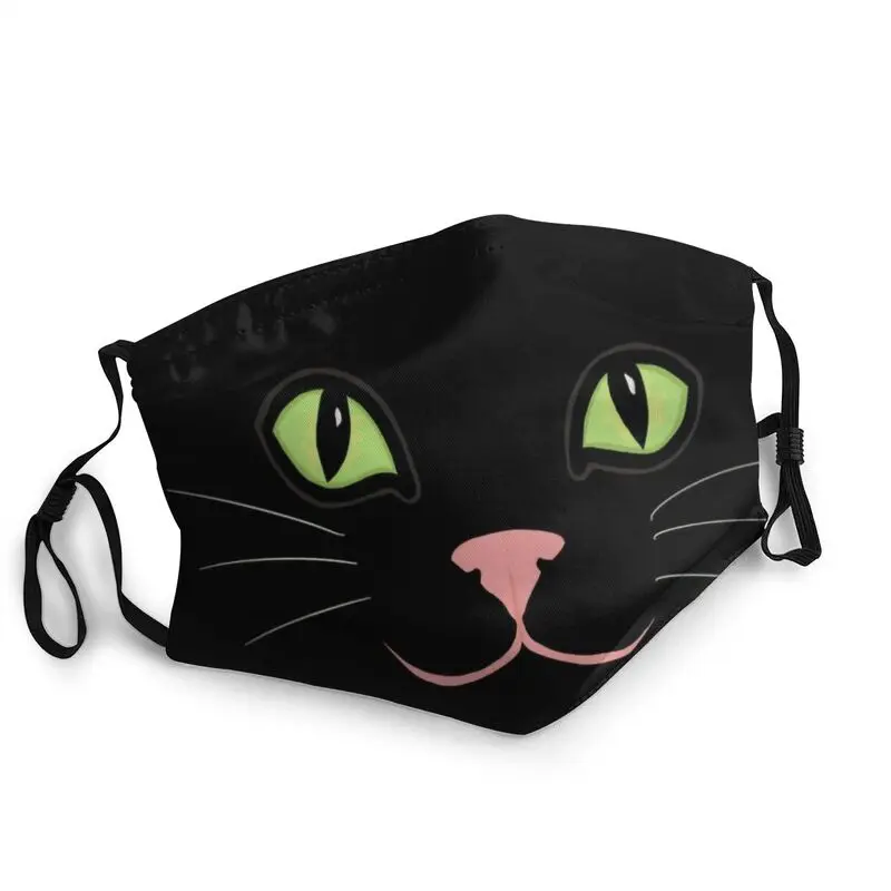 

Черный котом для детей от двух до восьми лет уход за кожей лица маска для взрослых Анти-пыль котенок мем маска защитный респиратор одноразов...
