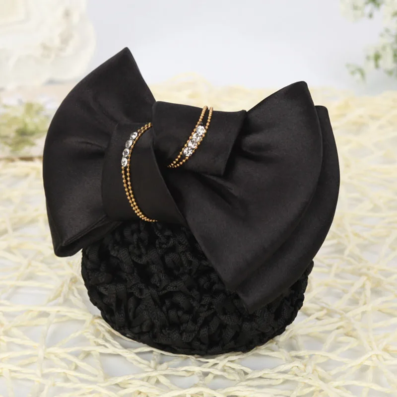 

Korean Version Of The New Ladies Bow Headband Hair Bun Cover Satin Net Bank Hotel Stewardess Hairpin Headband Hair Accessories
